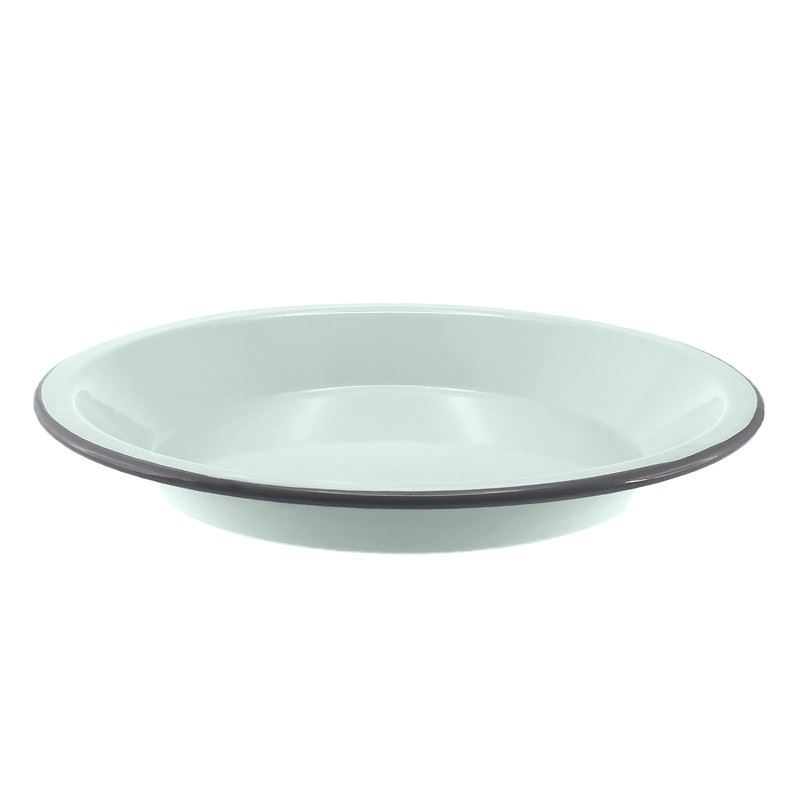 Falcon Housewares – Duck Egg Blue with Grey Trim Enameled Round Plate 25cm