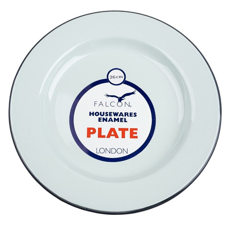 Falcon Housewares – Duck Egg Blue with Grey Trim Enameled Dinner Plate 26cm