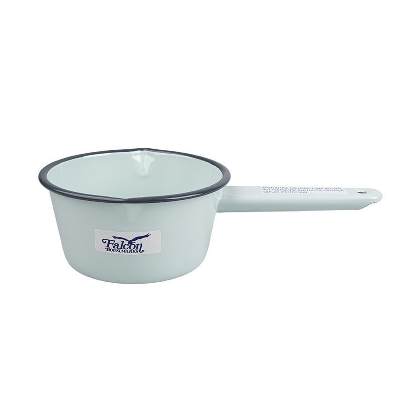 Falcon Housewares – Duck Egg Blue with Grey Trim Enameled 14cm Milk Saucepan 850ml
