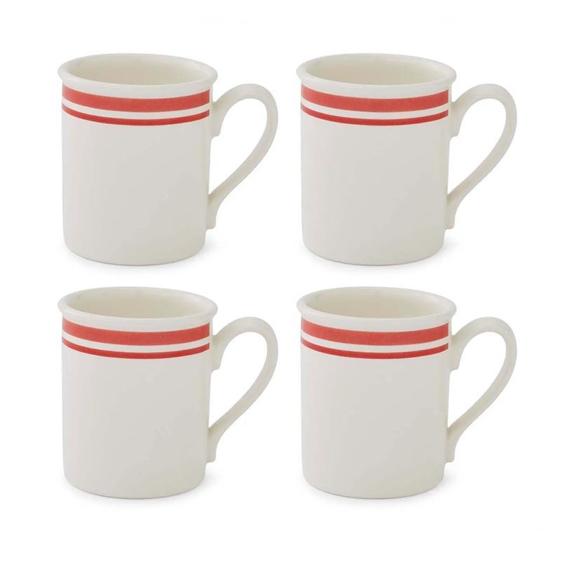 Portmeirion – Potter’s Stripe 260ml Mug Set of 4 Red (Made in England)
