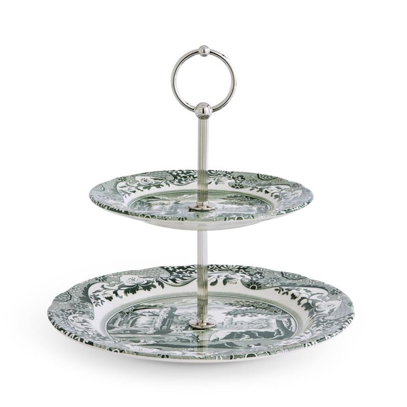 Spode – Heritage Green Italian 2 Tier Cake Stand (Made in England)