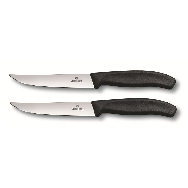 Victorinox – Steak Knife Straight Edge Wide Blade Black Set of 2 (Made in Switzerland)