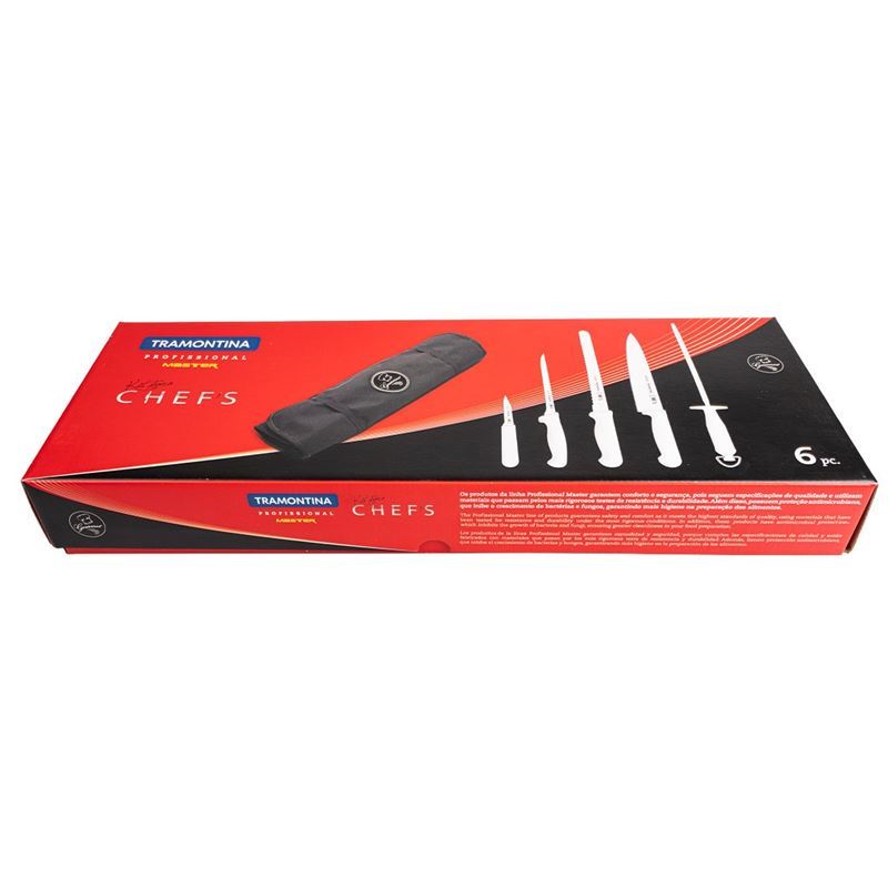 Tramontina – Professional Chef’s 6pc White Handled Kit with Protective Roll
