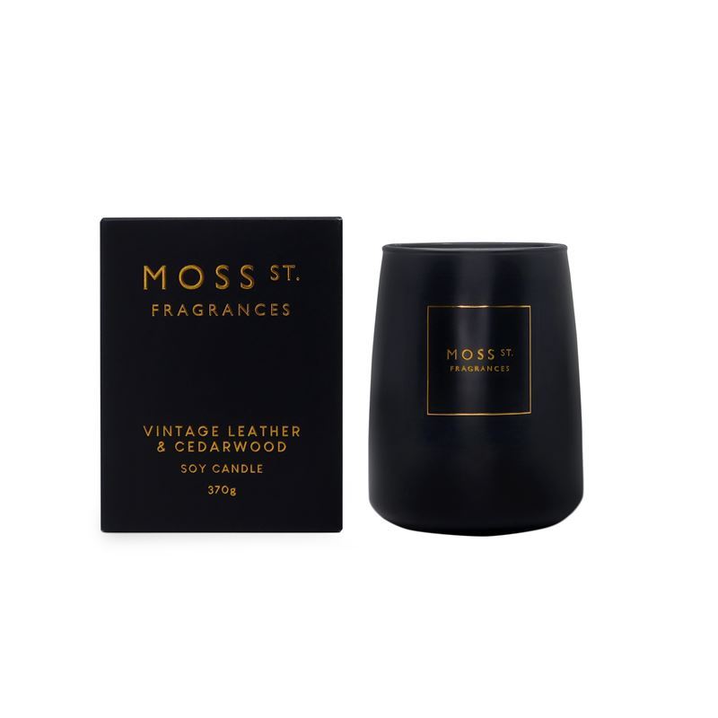 Moss St Fragrances – Vintage Leather & Cedarwood Large Soy Candle 370g