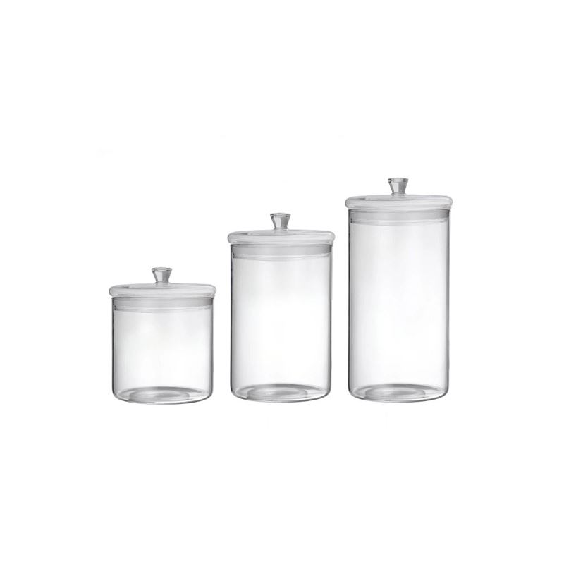 Davis & Waddell – Carlton Glass LARGE Canisters Set of 3