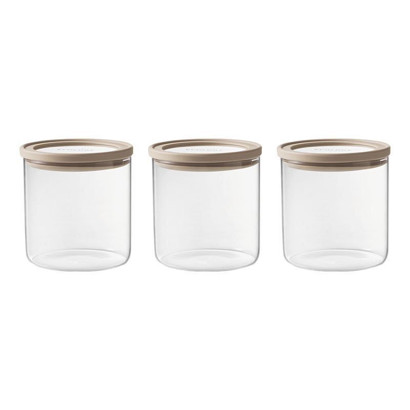 Ecology – Store Round Borosilicate Container with Glass Lid and Silicone Seal & Vent Set of 3