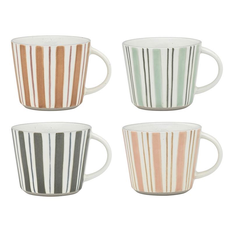 Ecology – Chalk 320ml Two Stripe Mug Set of 4