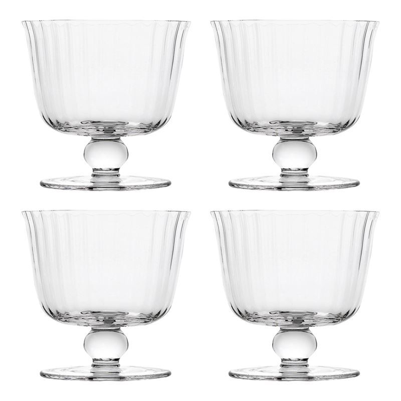 Ecology – Classic Footed 10cm Fluted Dessert Bowls Set of 4 (Made in Europe)