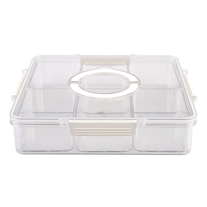 Alfresco Lane – Square 6 Compartment Grazing Box Acrylic with Carry Handles