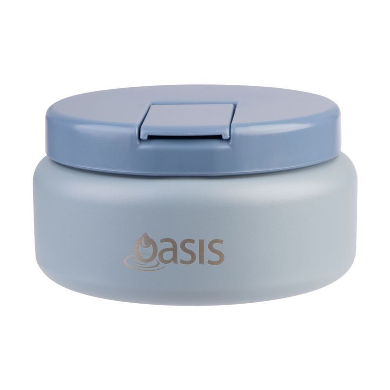 Oasis – Stainless Steel Double Wall Insulated 230ml Food Flask with Quick Release Lid Hazy Blue