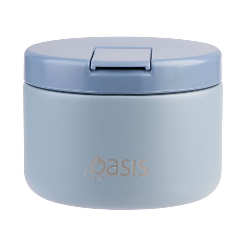 Oasis – Stainless Steel Double Wall Insulated 300ml Food Flask with Quick Release Lid Hazy Blue