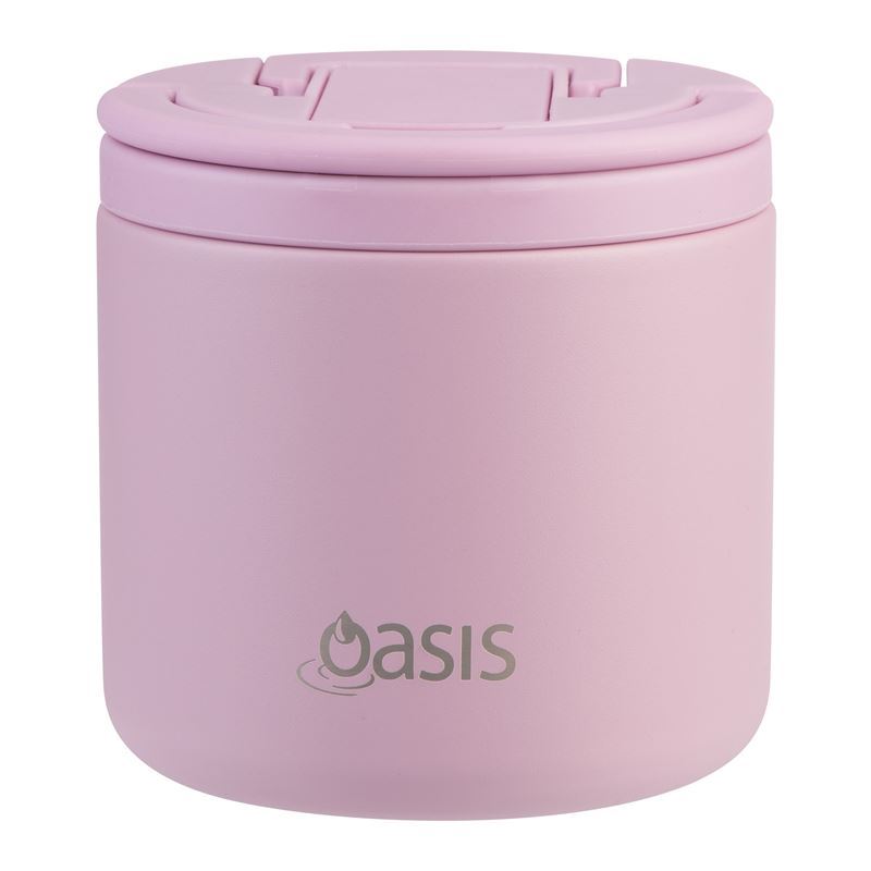 Oasis – Stainless Steel Double Wall Insulated Food Flask with Quick Release Lid and Spoon 500ml Blush