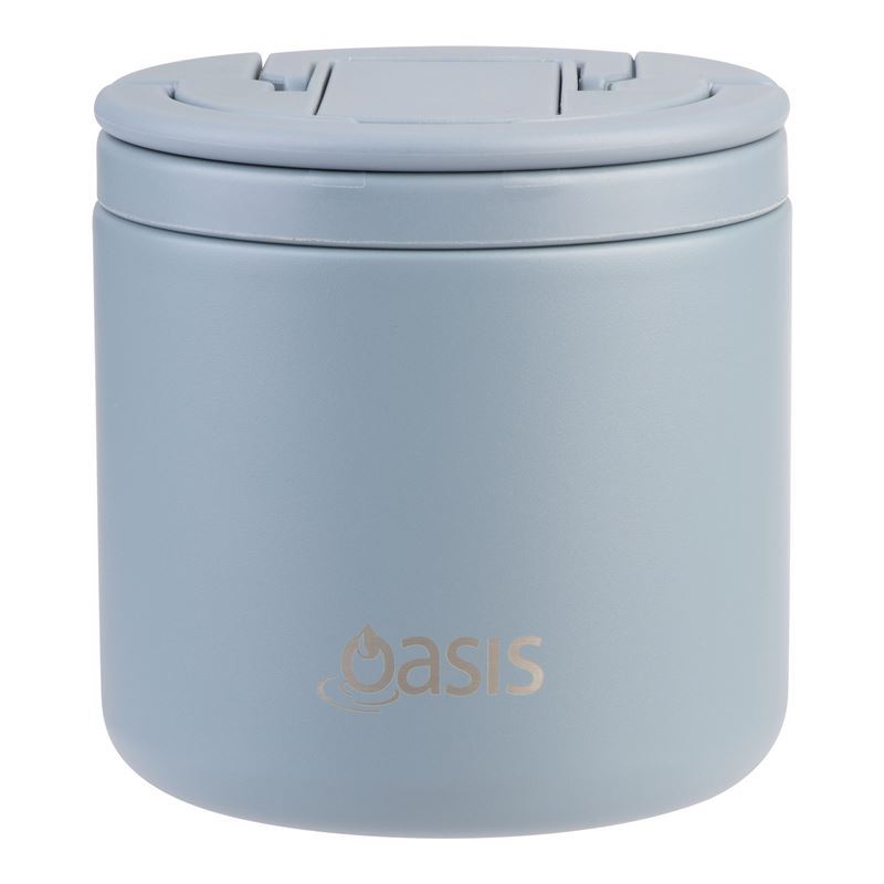 Oasis – Stainless Steel Double Wall Insulated Food Flask with Quick Release Lid and Spoon 500ml Hazy Blue