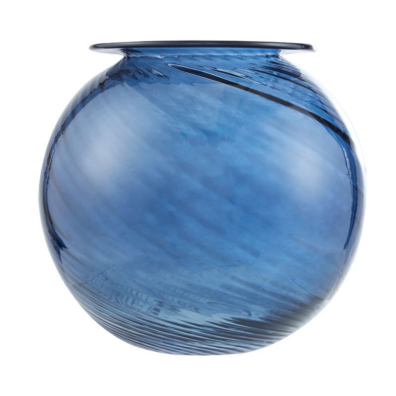 Amalfi – Hana Ribbed Swirl Vase Large Midnight Blue 25x25x24cm
