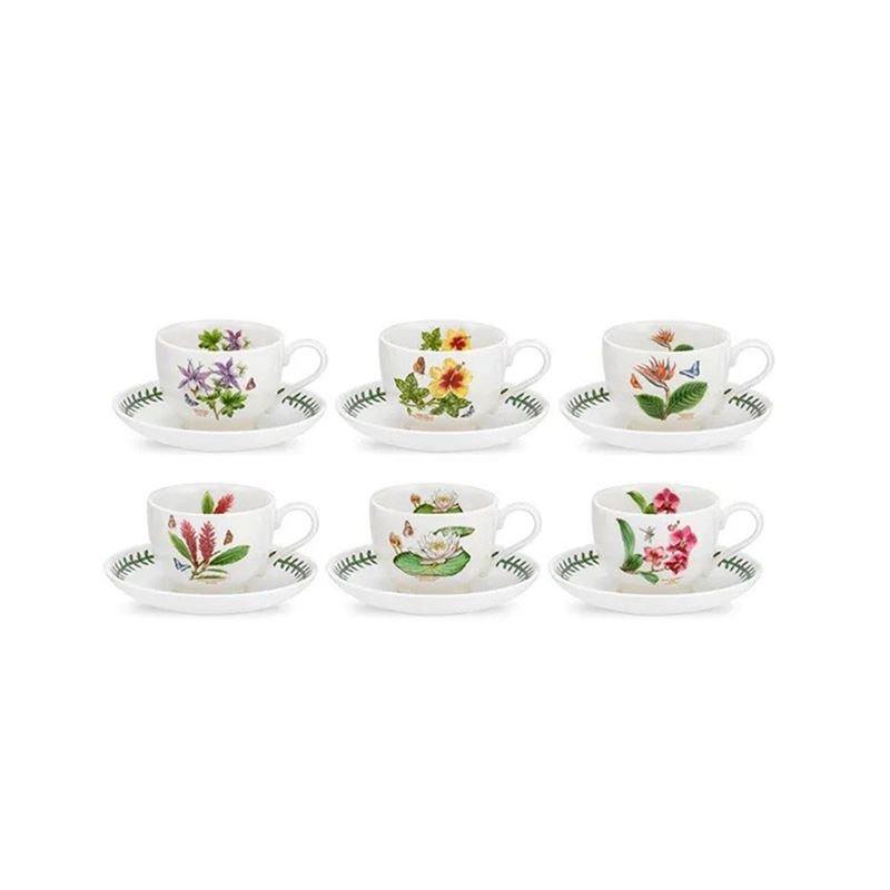 Portmeirion Exotic Botanic Garden Tea Cup and Saucer Set of 6 (Made in England)