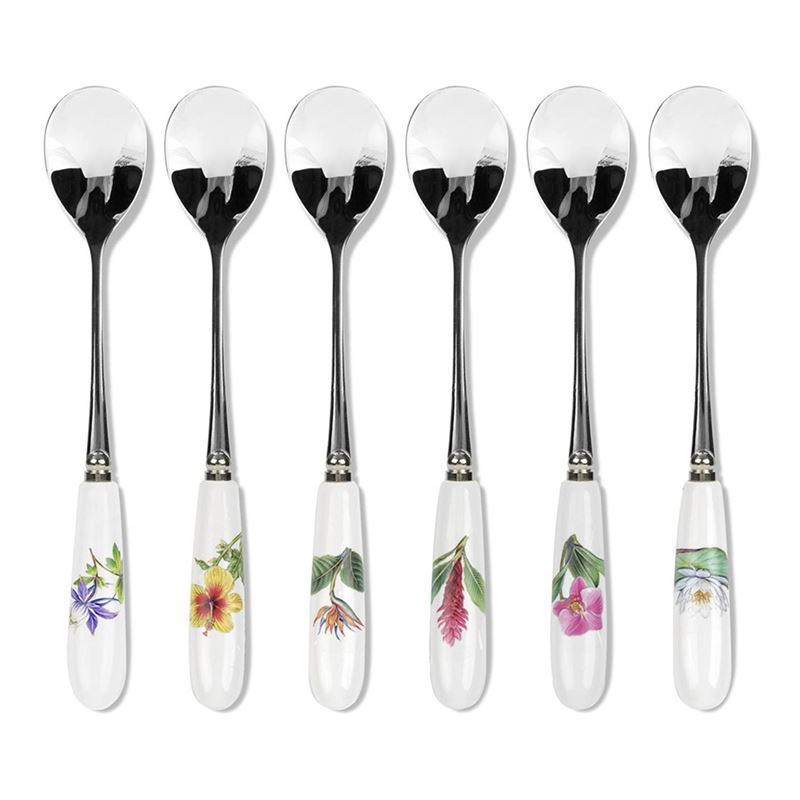 Portmeirion Exotic Botanic Garden 15.5cm Stainless Steel with Ceramic Handle Tea Spoon Set of 6