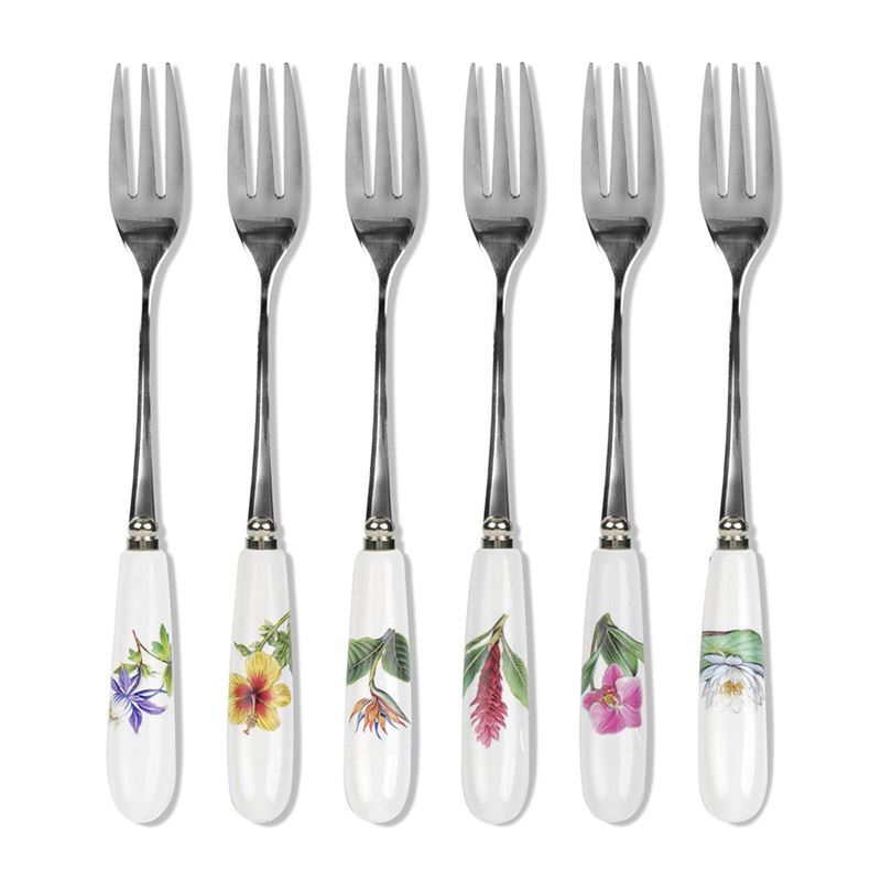Portmeirion Exotic Botanic Garden 15.5cm Stainless Steel with Ceramic Handle Pastry Fork Set of 6
