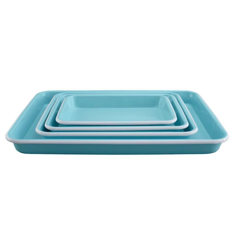 Falcon Housewares – Aqua Blue with White Trim Baking Tray 4pc Set
