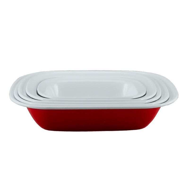 Falcon Housewares – Red/White 2-Tone 5pc Oblong Pie Dish Set