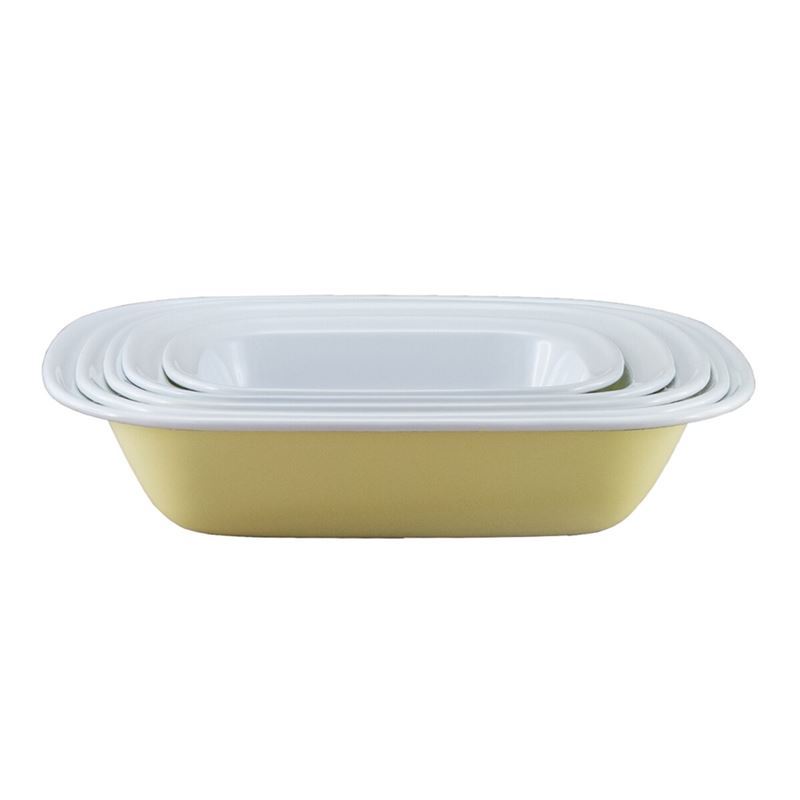 Falcon Housewares – Yellow/White 2-Tone 5pc Oblong Pie Dish Set