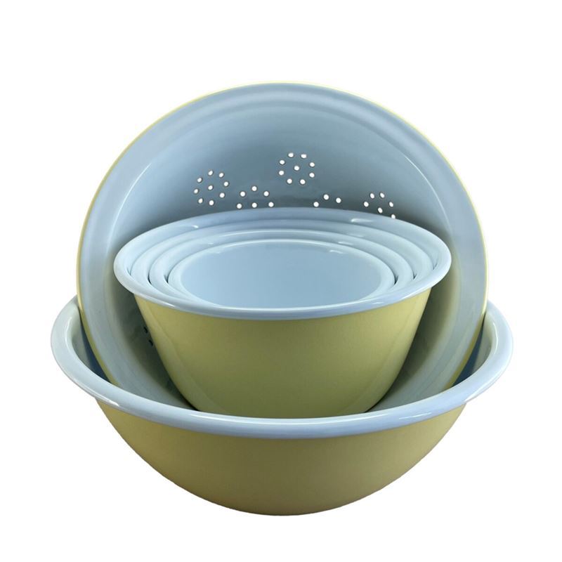 Falcon Housewares – Yellow/White 2-Tone Mixing Bowls & Colander Prep Set