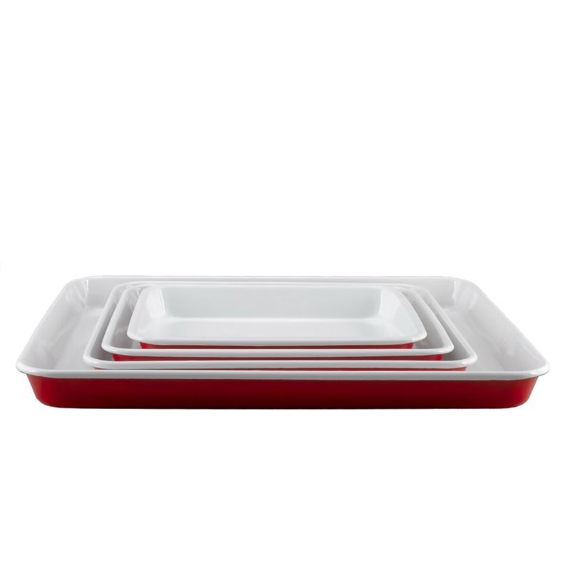 Falcon Housewares – Red/White 2-Tone 4pc Baking Tray Set