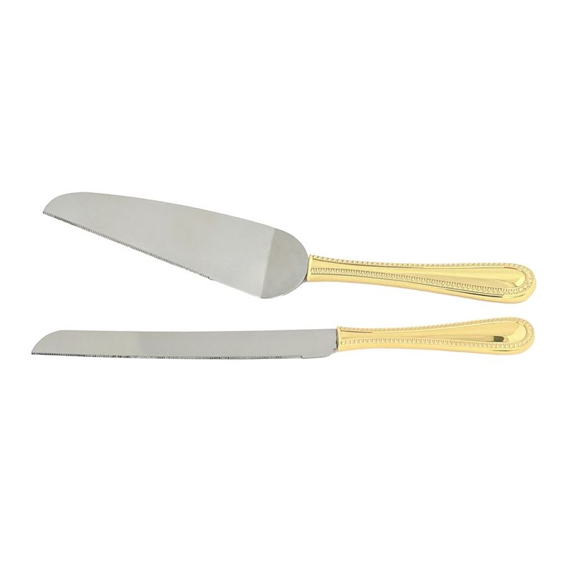 Russell Collection – Stainless Steel with Gold Finish Cake Server & Knife Set Russell Collection – Stainless Steel with Gold Finish Cake Server & Knife Set