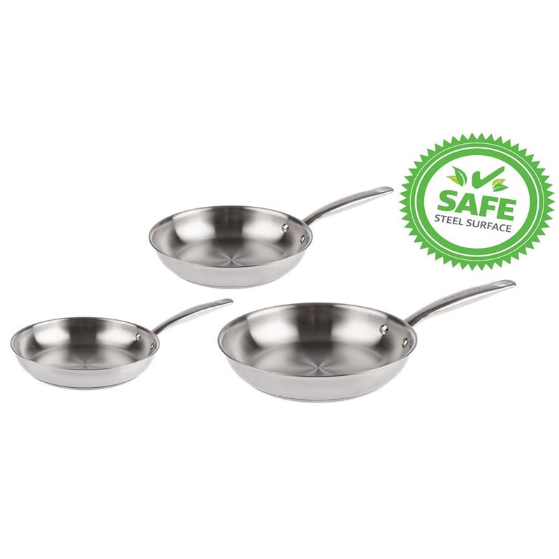 KitchenAid – Professional Stainless Steel Induction Open Frypan 20+24+28cm Triple Pack