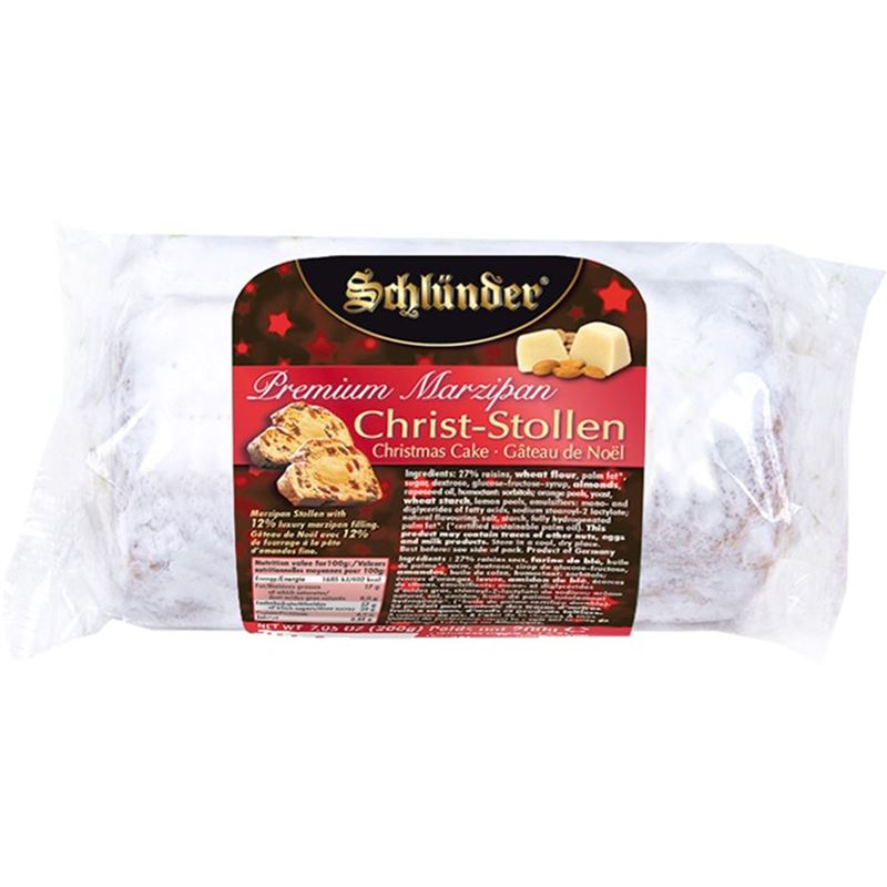 Schlunder – Traditional Christmas Marzipan Stollen 200g in Cellophane (Prouduct of Germany)