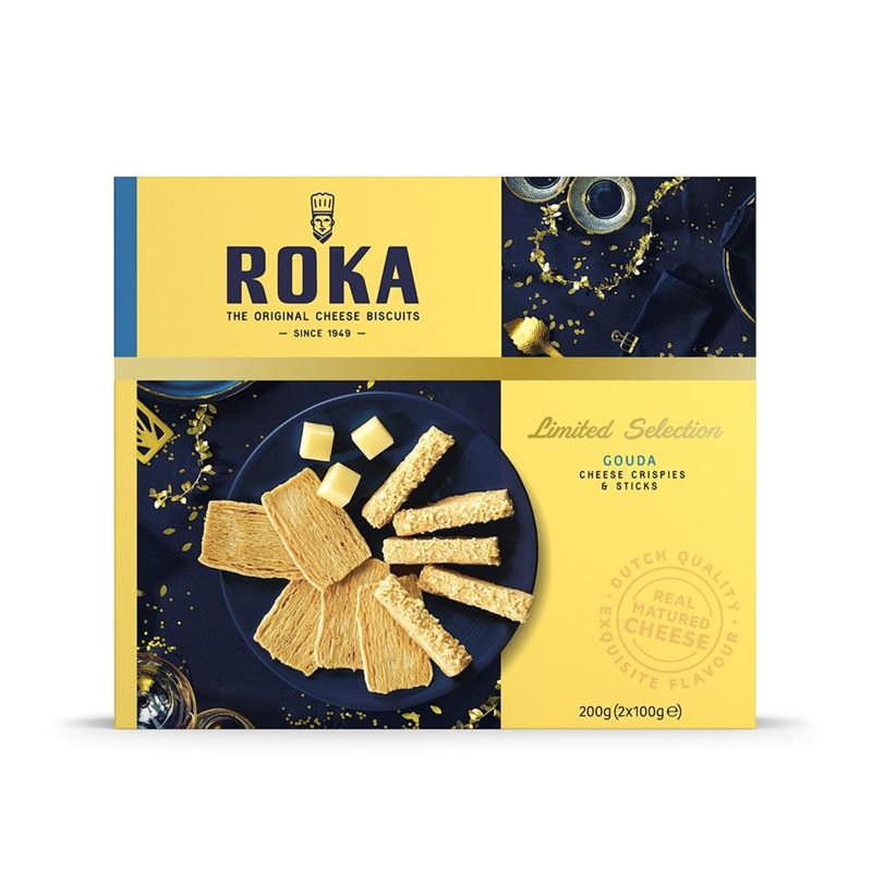 Roka – 200g Cheese Crispies and Sticks Gouda – Produced in The Netherlands