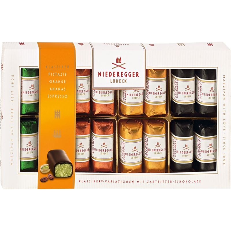 Niederegger Ludbek – Traditional Marzipan Variations Portions Assorted Dark 200g  (Made in Germany)