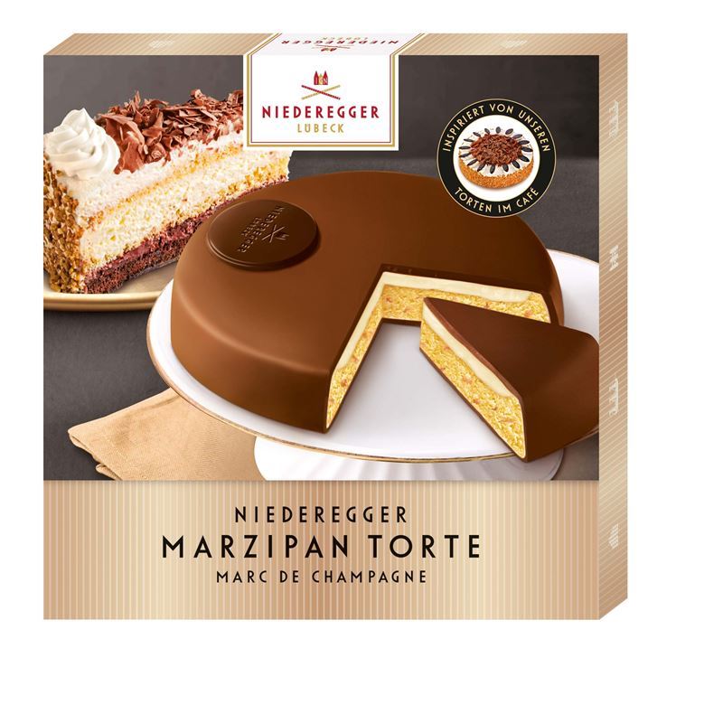 Niederegger Ludbek – Dark and Milk Chocolate Marzipan Cake Marc de Champagne 185g (Made in Germany)