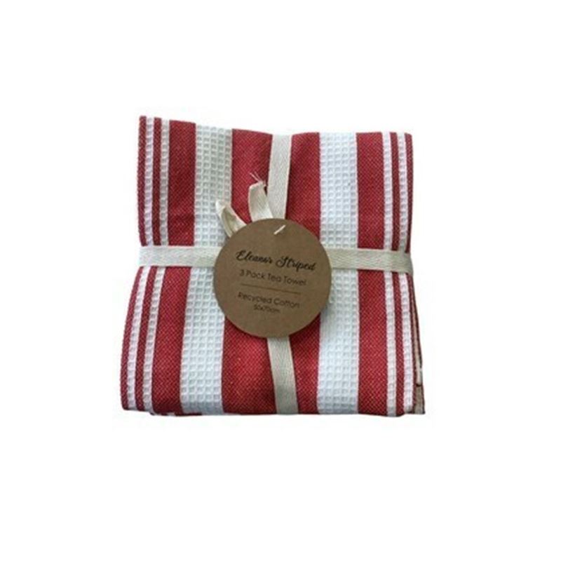 j.elliot Essentials – Eleanor Tea Towel 50x70cm Pack of 3 Striped Red
