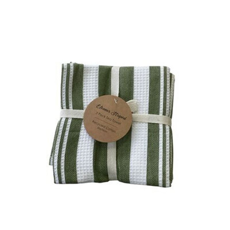 j.elliot Essentials – Eleanor Tea Towel 50x70cm Pack of 3 Striped Olive