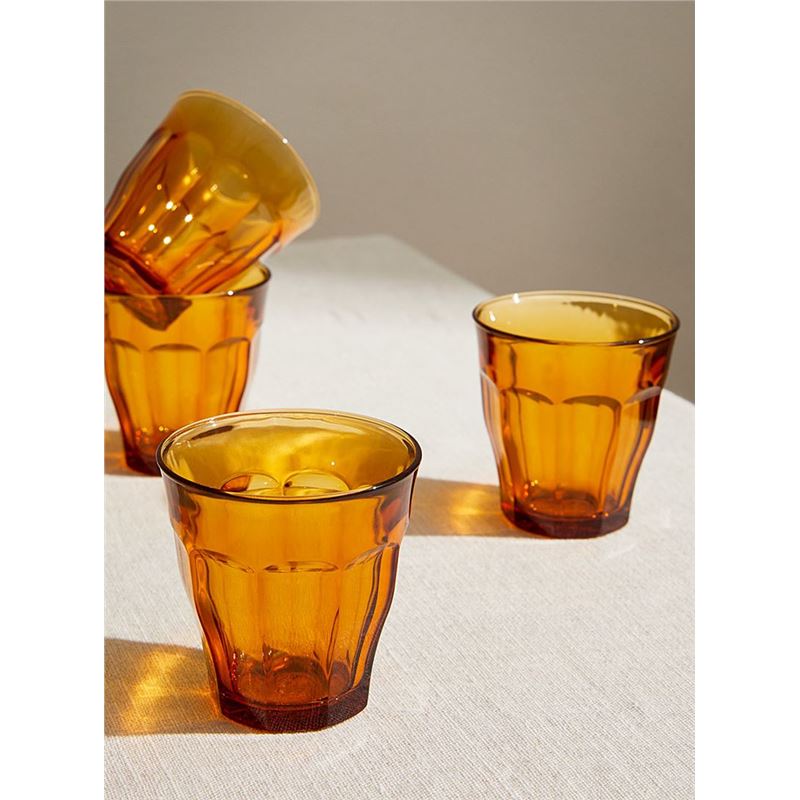 Duralex – Picardie Amber Tempered Glass Tumbler 250ml Set of 4 (Made in France)