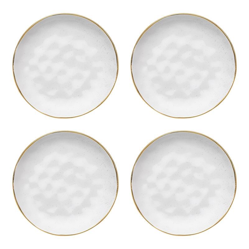 Ecology – Milk Speckle with Gold Trim Set of 4 Cake Plates 15cm – Premium Stoneware