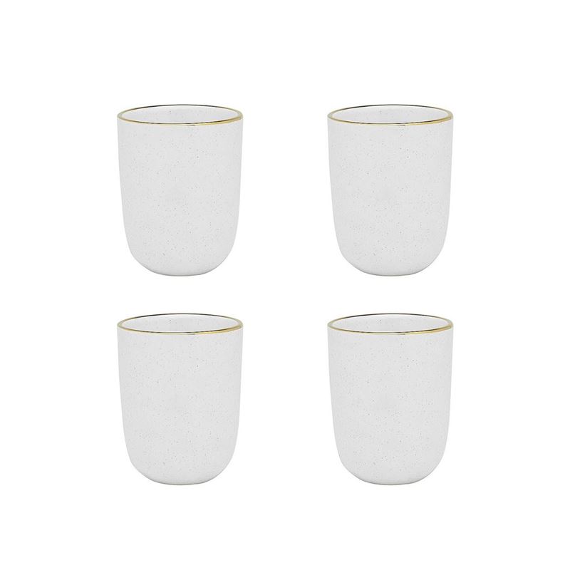 Ecology – Milk Speckle with Gold Trim Set of 4 Cuddle Mug 250ml – Premium Stoneware