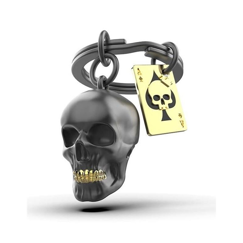 Meta[l]morphose x Chocli – Black Skull with Playing Card Key Chain