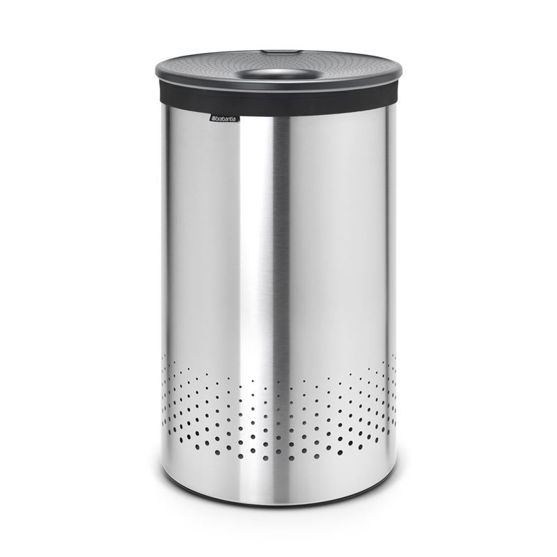 Brabantia – Laundry Bin 60Ltr Matt Steel with Dark Grey Lid