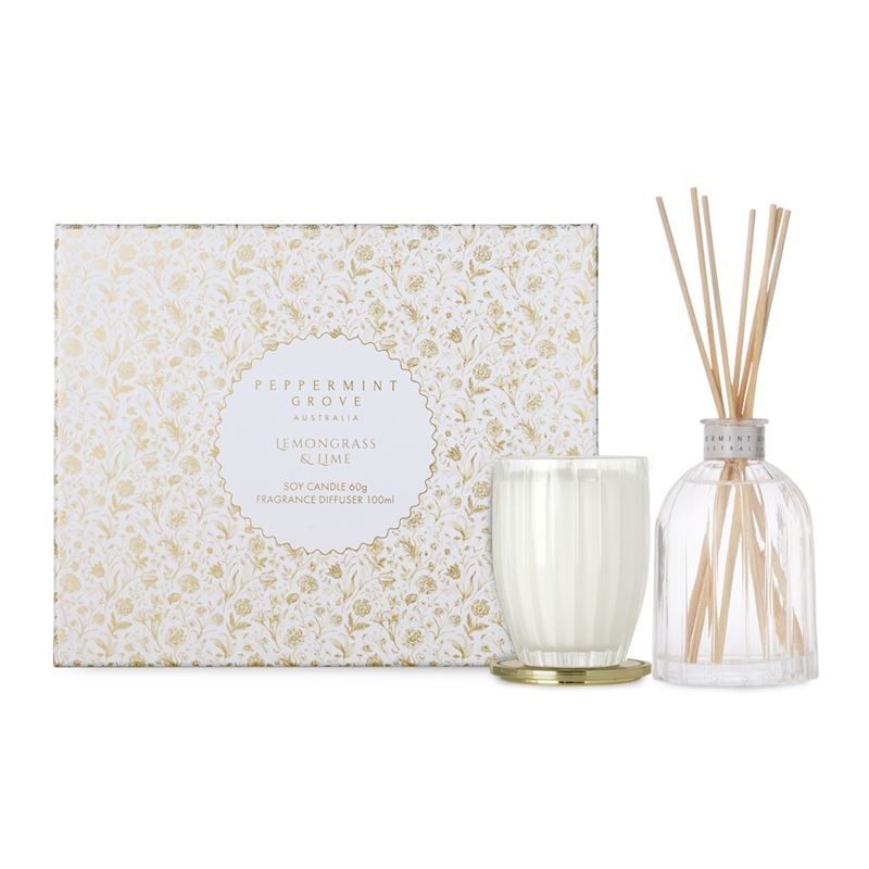 Peppermint Grove – Lemongrass & Lime Mini Candle & Diffuser Gift Set