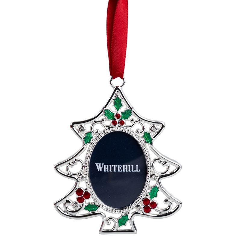 Whitehill – Silver Finish Christmas Tree Photo Frame Ornament with Ribbon 8.5cm Gift Boxed