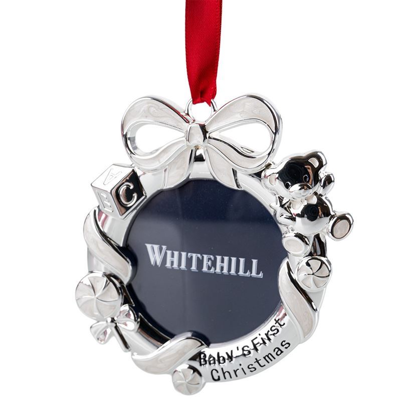 Whitehill – Silver Finish Baby’s 1st Wreath Photo Frame Ornament with Ribbon 8.5cm Gift Boxed