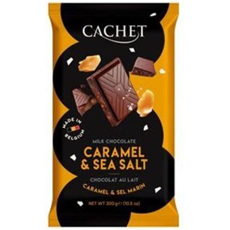 Cachet – XL Milk Chocolate Caramel Sea Salt Gifting Block 300g (Product of Belgium)