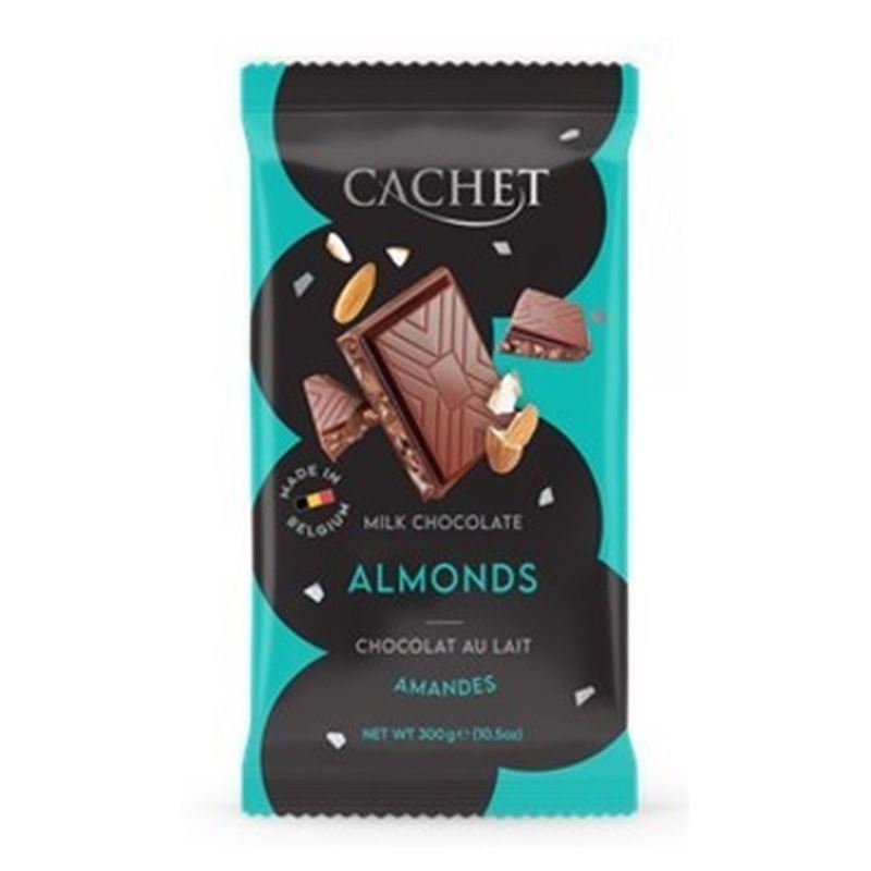 Cachet – XL Milk Chocolate with Almonds Gifting Block 300g (Product of Belgium)