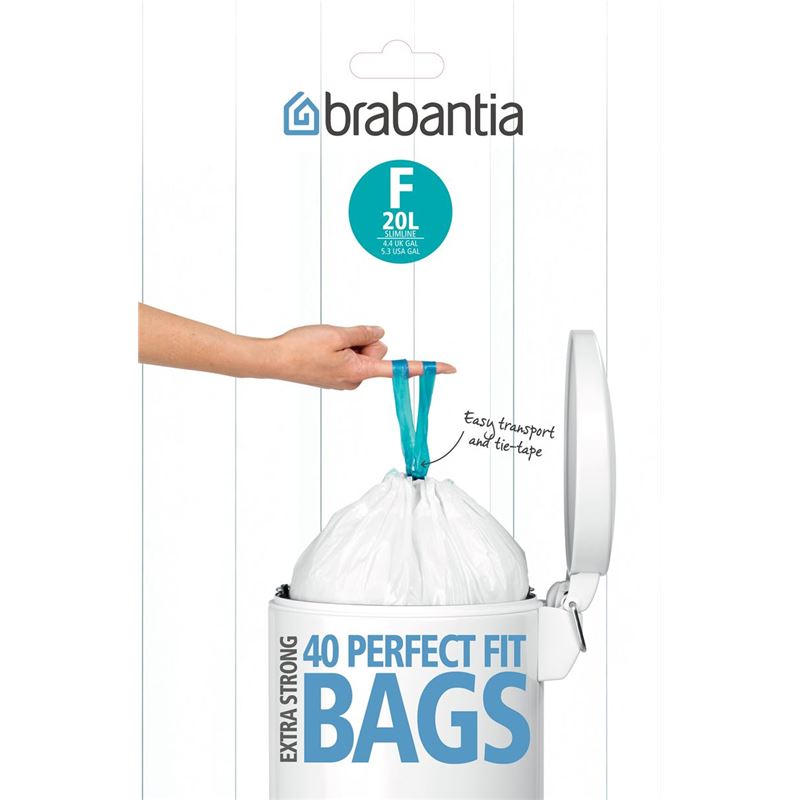 Brabantia – Smartfix Waste Bag40 Bags 20Ltr Slim Pedal Bin