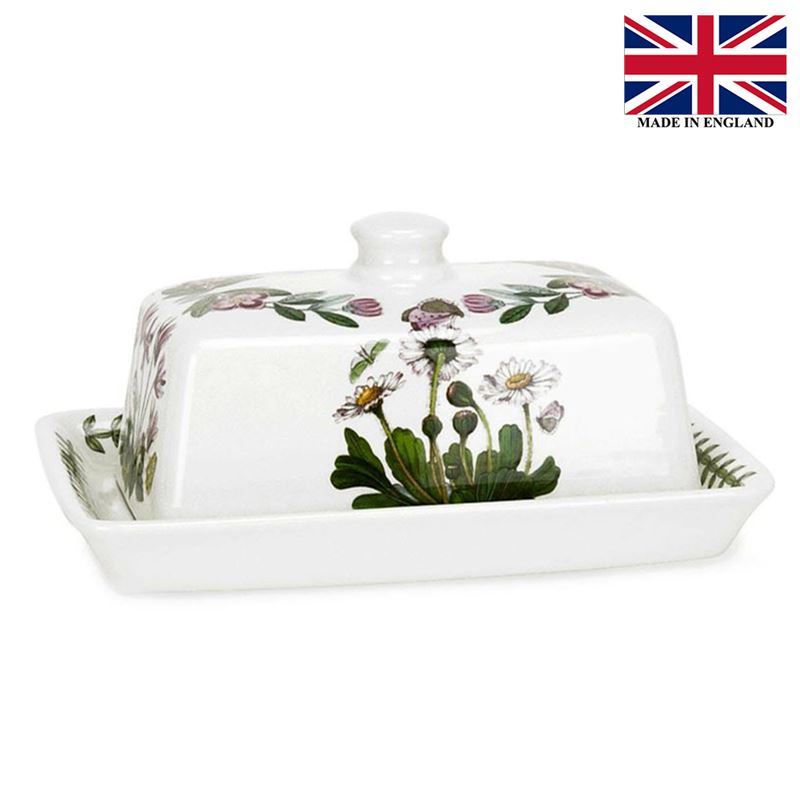 Portmeirion Botanic Garden – Covered Butter Dish with Knob 18x12cm (Made in England)