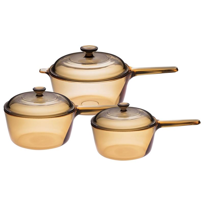 Visions – Pyroceram Saucepans with Lid Set of 3 (Six pieces including lids)