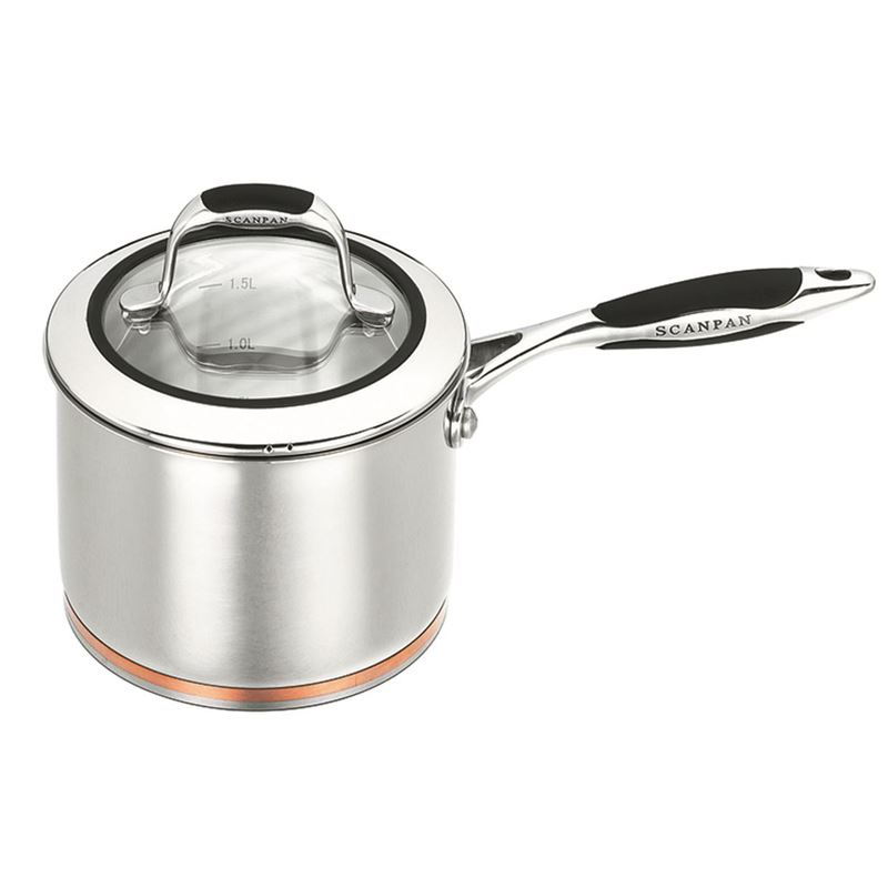 Scanpan Coppernox – Copper Based Saucepan with Glass Lid 16cm 1.8Ltr