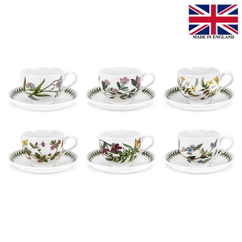 Portmeirion Botanic Garden – Tea Cup and Saucer SET OF 6 (Made in England)