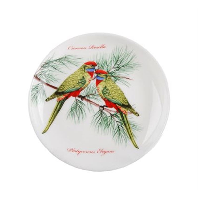 Dan Samuels Australia – Crimson Rosella (Green) Fine Bone China Plate/Coaster 10cm